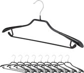Kleerhangers set van 10 stuks - Broekhanger anti slip - Ruimtebesparend 44 cm zwart kledinghangers