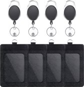 Porte-badge avec cordon de serrage - 4 pièces avec clip - Porte-clés rétractable - Porte-cartes avec cordon