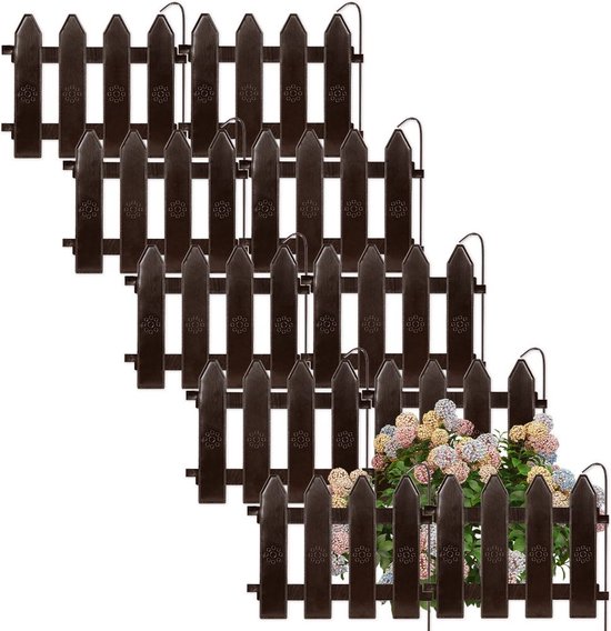 Relaxdays perkhekje gietijzer, set van 10, met ornamenten, H x B: 27 x 27 cm, vastzetten in grond, tuinhekje laag, wit Relaxdays perkhekje gietijzer, set van 10, met ornamenten, H x B: 27 x 27 cm, vastzetten in grond, tuinhekje laag, wit