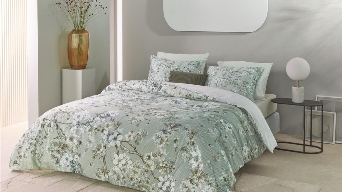 Kardol Fleurelle dekbedovertrek - Tweepersoons - 200x200/220 - Grijsgroen