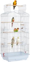 Yaheetech Vogelkooi vogelvolière dierenkooi vogelhuis voor papegaai golvenkiet ca. 46 x 36 x 92 cm wit