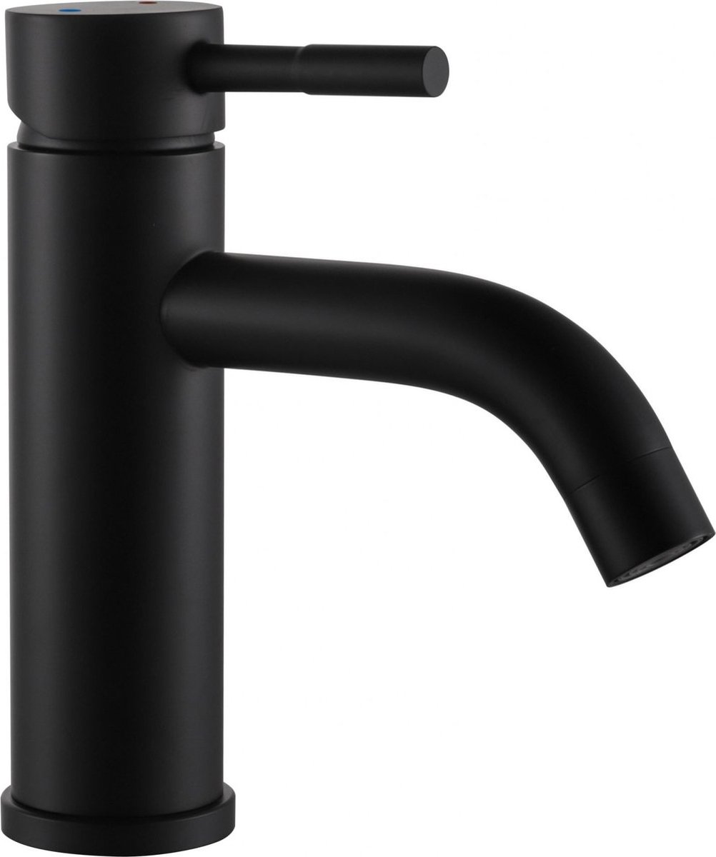 Wastafelkraan - Kraan Waskom - Mengkraan Mat Zwart - Hoge Kwaliteit - Laag model - 17,33 cm hoog