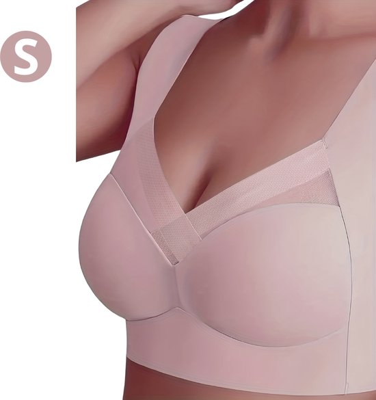 Livano BH Sans Armatures - Sans Bracelets - Soutiens-gorge -Gorge Push - Soutien-Gorge Comfort - Rose S