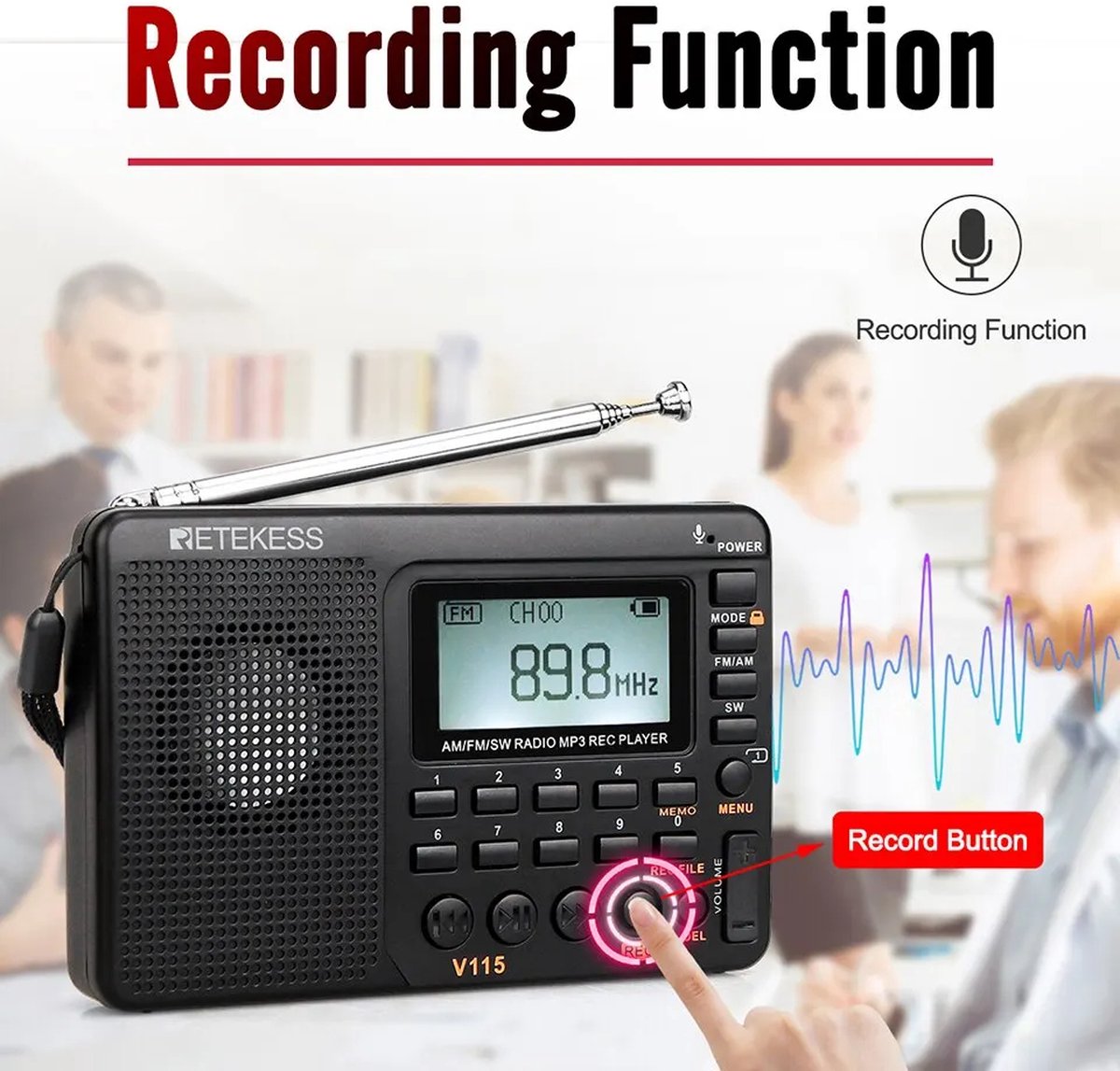 Retekess TR618 Radio AM FM de enchufe en la pared, Radio portátil de onda corta, Compatible con