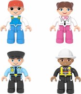 MaroGear © Magnetische Speelgoedfiguren - Brandweerman Politieagent Verpleegster Werkman - 4 stuks