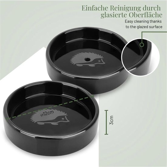 Mangeoire Hérisson Wildlife Home - Lot De 2 Bols Céramique - Nourriture Et Eau - Résistant Gel