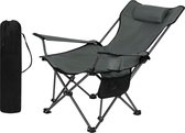 Campingstoel klapstoel visstoel lichte strandstoel vouwstoel met rugleuning drankhouder opbergtas belastbaar tot 150 kg grijs - inklapbaar en draagbaar beach sling chair