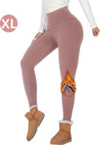 Livano Gevoerde Panty - Legging - Hoge Taille - Winter Panty - Fleece panty - Thermo Panty - Warme Panty - Elastisch - Roze Maat XL