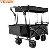 Bol.com Collox Trolley - Luxe Grote Zwarte Bolderkar - Opvouwbaar Luchtbanden - Tuinkar Kindervervoer - Strandkar met Dak - 100K... aanbieding
