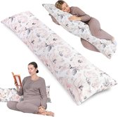 Zijslaper Kussen van Katoen 40 x 145 cm - Comfortkussen voor Zijslapers met Wilde Roos Design Pregnancy pillow