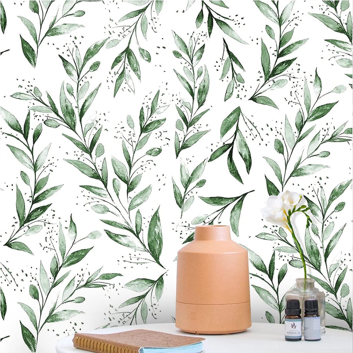 Behang zelfklevend groen wilgenblad behang 44,5 x 1000 cm wandpapier zelfklevende waterdichte muursticker decoratieve stickers voor meubels muur deur keuken slaapkamer woonkamer