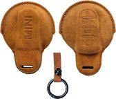 Housse de clé en daim jaune marron - Étui à clés adapté pour Mini Cooper / Cooper S / Clubman / Countryman - Étui à clés - Accessoires de vêtements pour bébé de voiture - Marron - Jaune