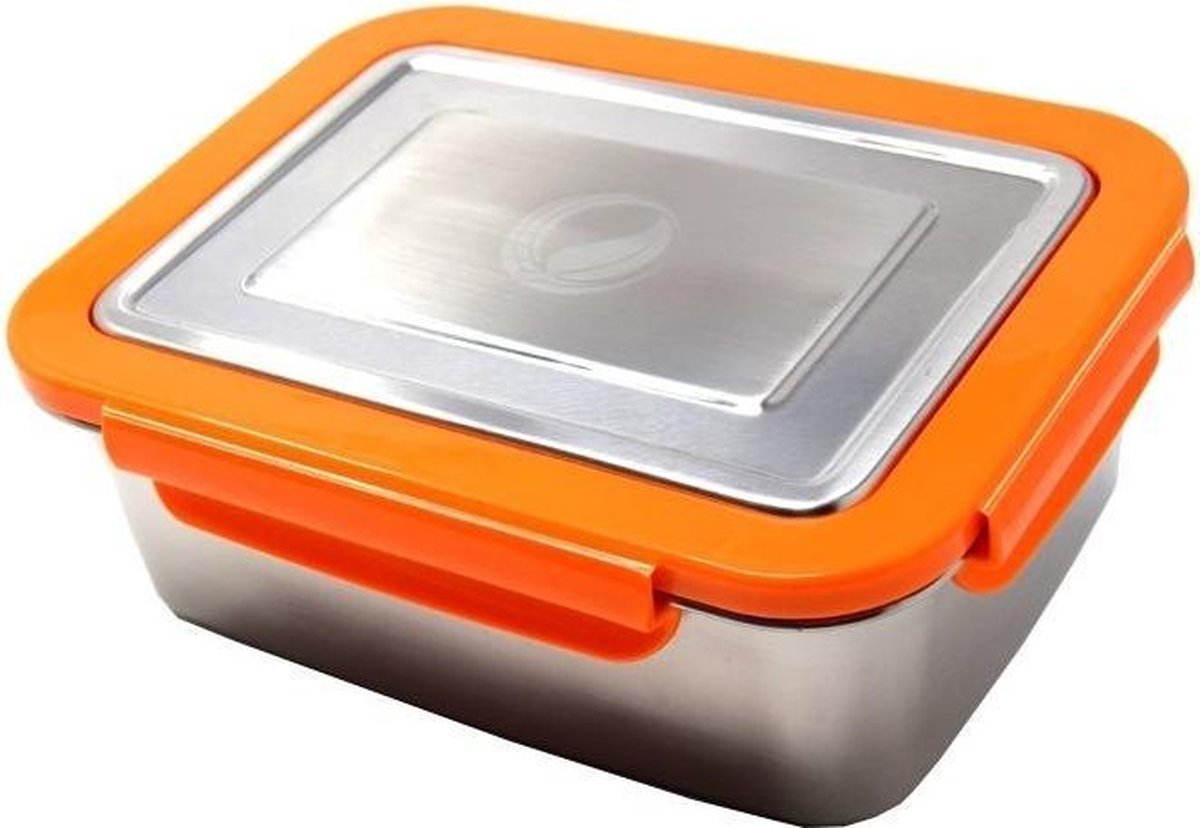 Ecotanka Rvs Lunchbox 2 Liter Zilver/oranje