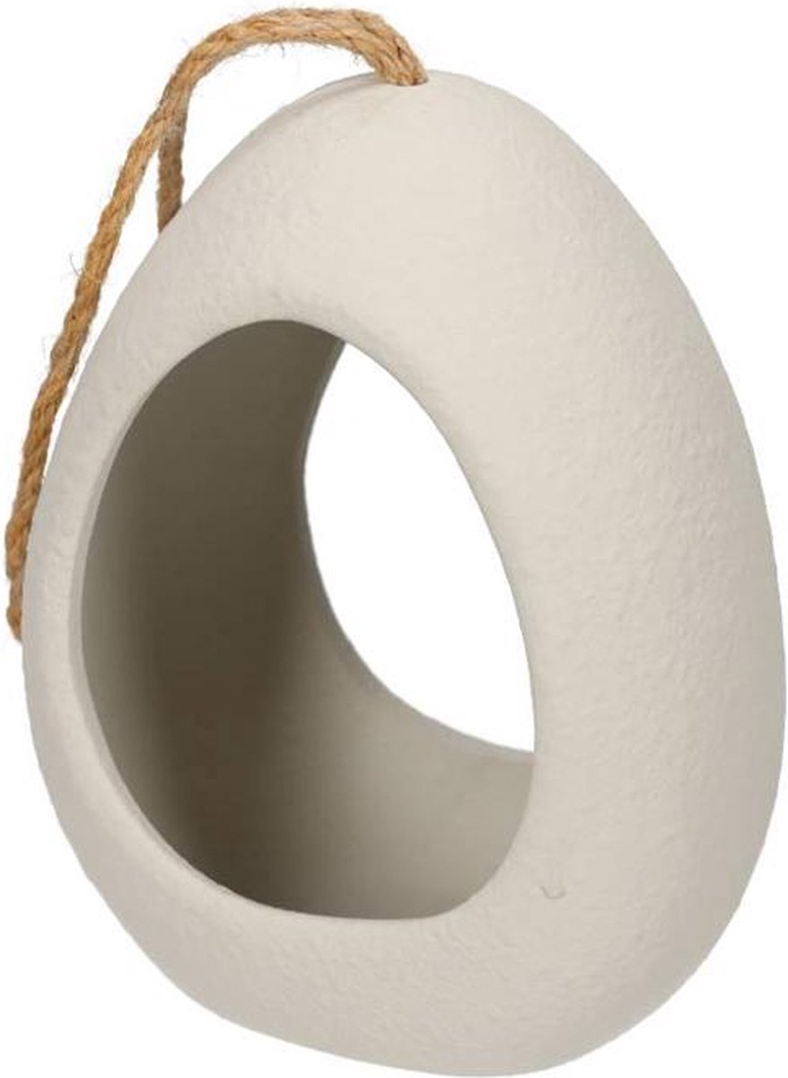 JENS Living Waxinelichthouder - Ophangbaar - 14,5 x 9 x 18 cm - Terracotta - Wit