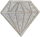 Diamant Zilver Glitter Strijk Embleem Patch 7.6 cm / 6.8 cm / Zilver
