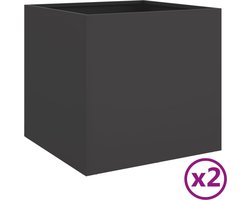 vidaXL - Plantenbakken - 2 - st - 49x47x46 - cm - staal - zwart