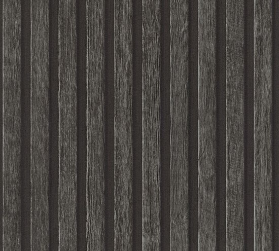 Papier peint bois Profhome 391094-GU papier peint intissé vinyle dur gaufré à chaud aspect bois texturé mat gris anthracite noir 5,33 m2
