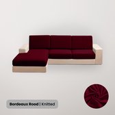 BankhoesDiscounter L-vorm Zitkussen Hoes – Bankhoes – Kussenhoes – Hoekbank – Knitted – Bordeaux Rood