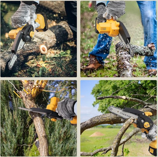 Mini tronçonneuse - Mini tronçonneuse avec batterie - Batterie Mini tronçonneuse - Batterie tronçonneuse - Scie à arbre