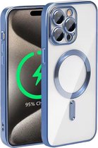 TG Techgrip - Coque pour iPhone 15 Pro Max Compatible Magsafe Blauw - Coque arrière avec protection en verre pour caméra HD 9H intégrée - Coque Blauw pour iPhone 15Promax