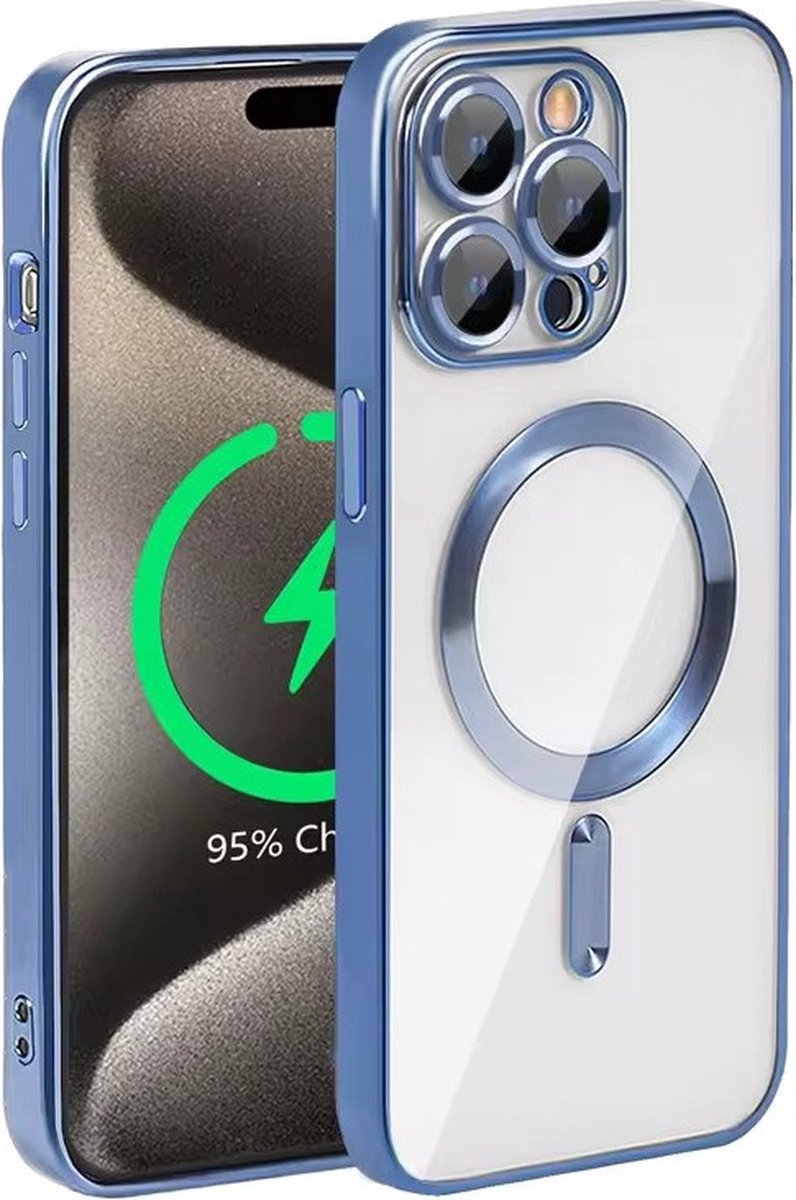 TG Techgrip - Hoesje Geschikt voor iPhone 15 Pro Max Magsafe Compatible Blauw - Back Cover Hoesje met ingebouwde 9H HD camera glas bescherming - Blauw Hoes Geschikt voor iPhone 15Promax