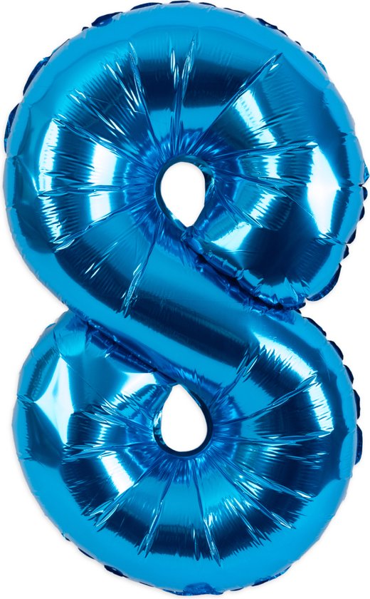 Festivz Blauwe Cijfer Ballon 8 - Blauw – 81 CM - Decoratie – Feestversiering – Blue - Verjaardag - Bruiloft - Feest