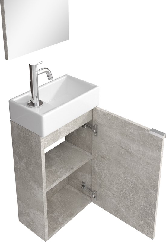 Badplaats Toiletmeubel Apollo 40 x 22 cm - Beton Grijs - Fonteinmeubel ...