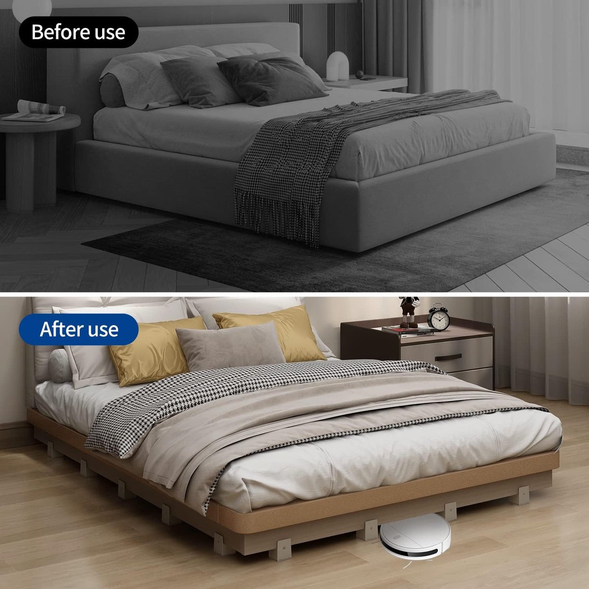 Verstelbare bed- en meubelverhogers met schroefklem, 4-pack zware banktafels stoelverhogers, meubelverhogers verhogen de hoogte met 2 inch, passen van 0-2 inch breedtes van meubelvoeten (beige)