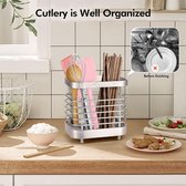 bestekhouder, roestvrijstalen keukenlepelrek, eetstokjes/lepel/vork afdruiprek voor messen, organiseer laden en werkbladen