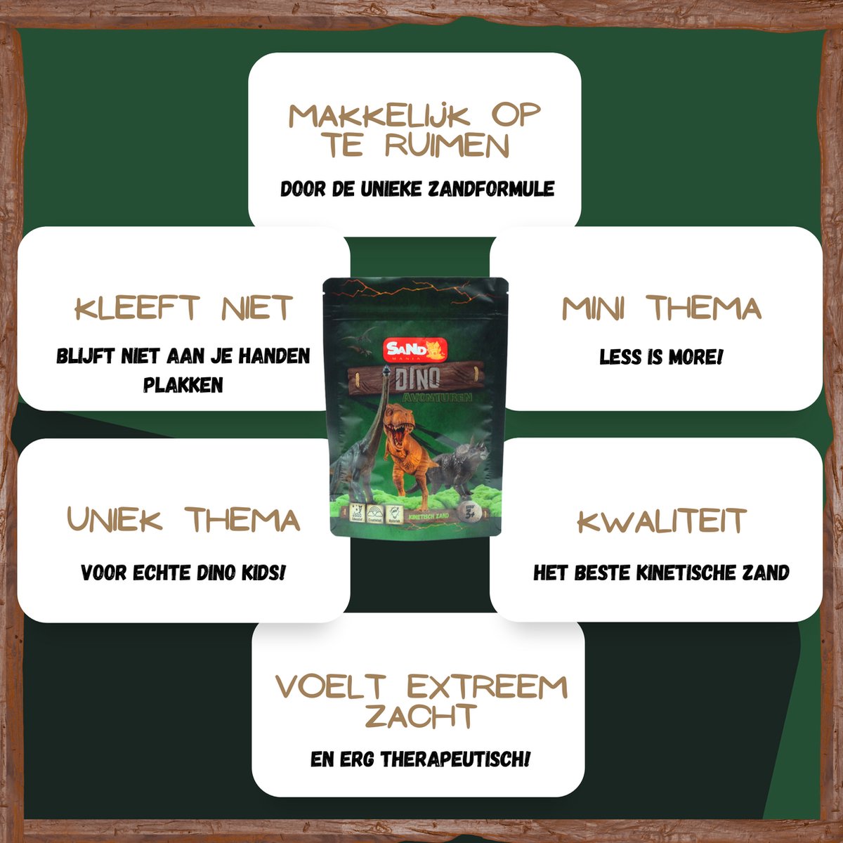 Sand Mania® kinetisch zand - Dino editie - 500 G Groen – Sensorisch Speelzand met Vormpjes — afbeelding 5
