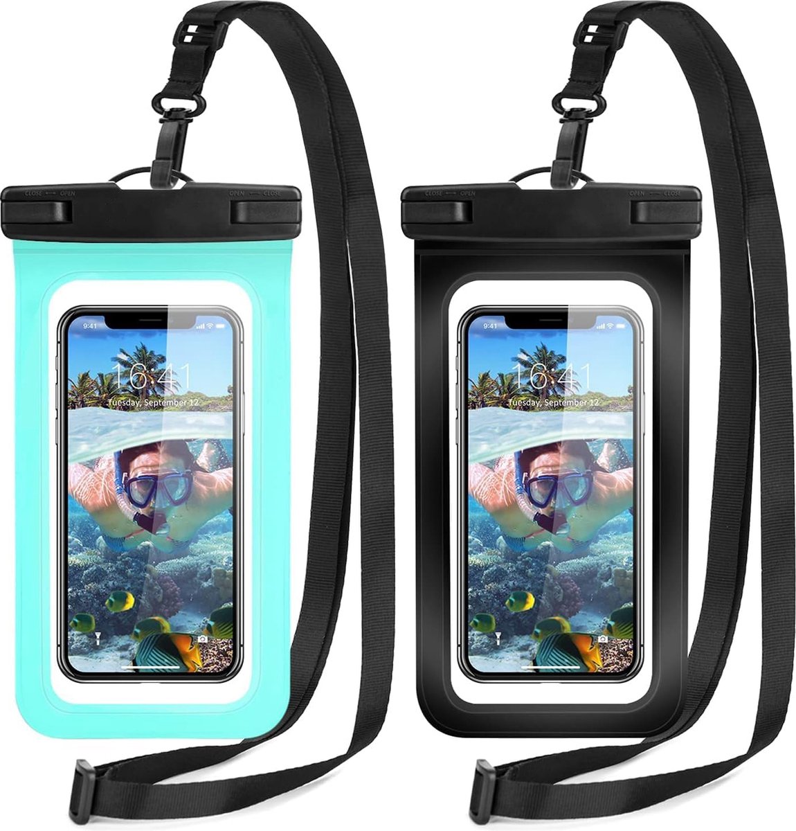 Waterdichte telefoonhoesjes - 2 stuks - Onderwater Hoesje - Waterdichte telefoonzakje - Geschikt voor alle Smartphones - Ook voor paspoort & betaalpassen - Drybag - Onderwater hoesje
