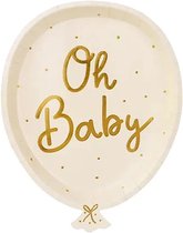 Bordjes Oh Baby Ballon | Unisex | 6 stuks | 17,5 x 22 cm | Voor Gender Reveal en Babyshower