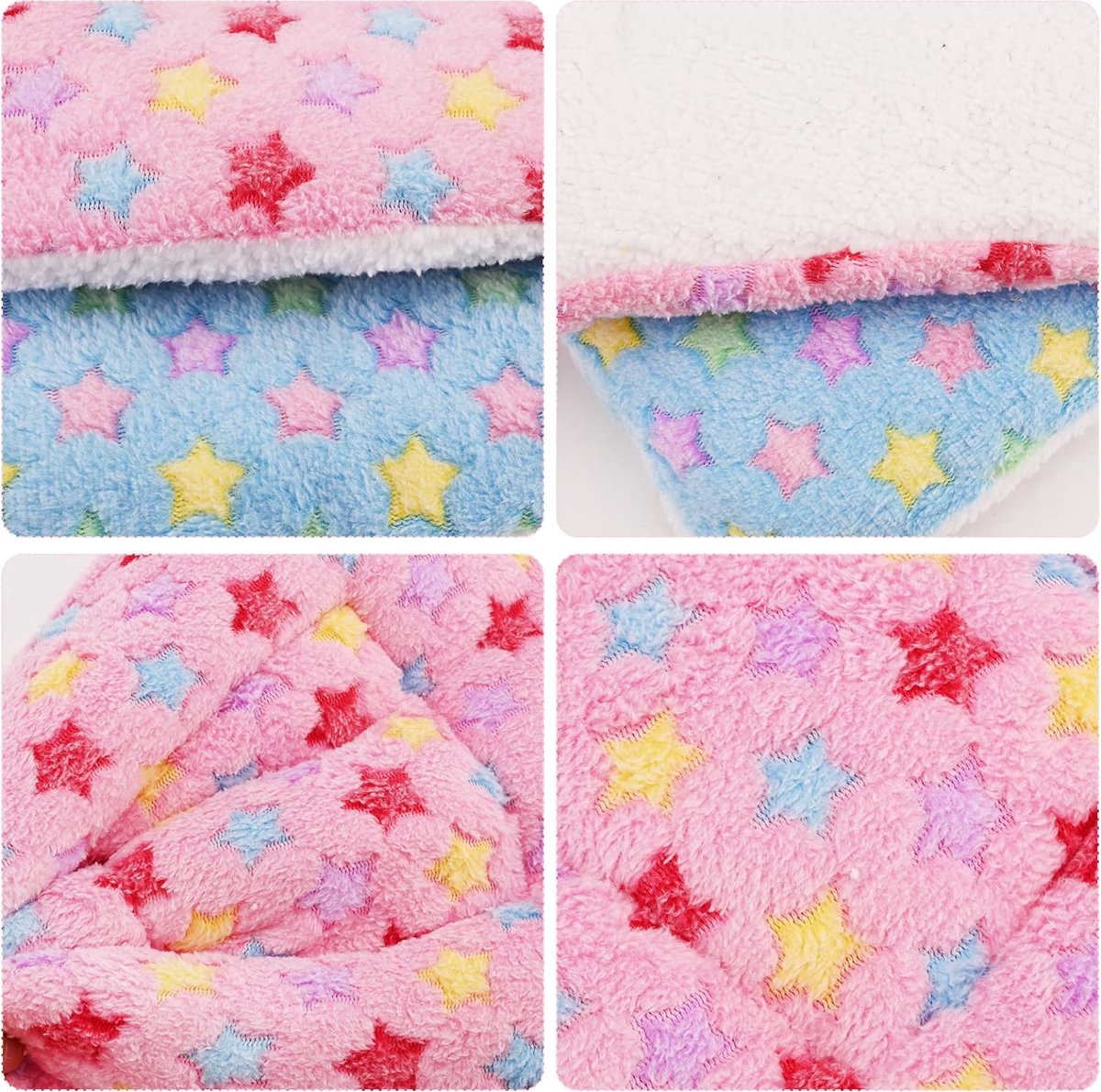 2 stuks klein dier pluche bed, warme kat hond deken slaapmat huisdier pad pluizige bed mat voor cavia hamster konijn kitten konijn chinchilla eekhoorn egel, 11 x 11 inch (roze, blauw)