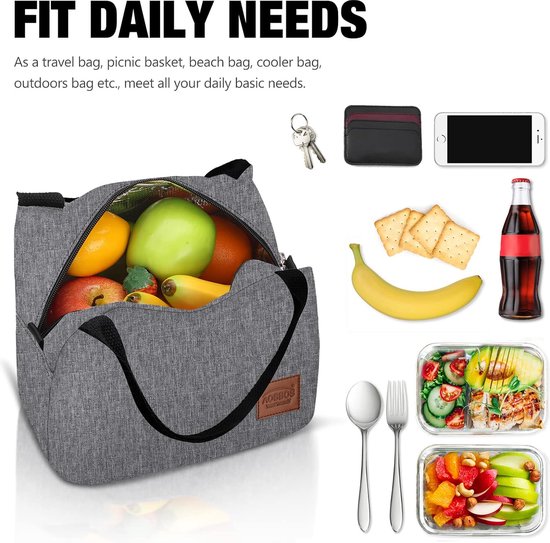 Mini-koeltas, kleine lunchtas, geïsoleerde tas voor onderweg, thermotas, fiets, ontbijttas, opvouwbaar, waterdicht, ritssluiting, 8,5 l, grijs van MINI — afbeelding 4