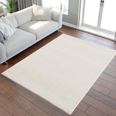 Laagpolig tapijt voor de woonkamer, effen moderne tapijten voor de slaapkamer, werkkamer, kantoor, hal, kinderkamer en keuken, crème, 60 x 110 cm