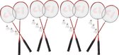 Badmintonset Inclusief Draagtas - Rood - Aluminium en BIO PLASTIC - Set van 4 – 8x Badminton Rackets & 12x Shuttles