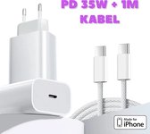 USB-C Lader + Kabel 1M - 35W Snellader - Geschikt voor Apple iPhone 15 - Lader - Oplader - USB-C Adapter - Quick Charge