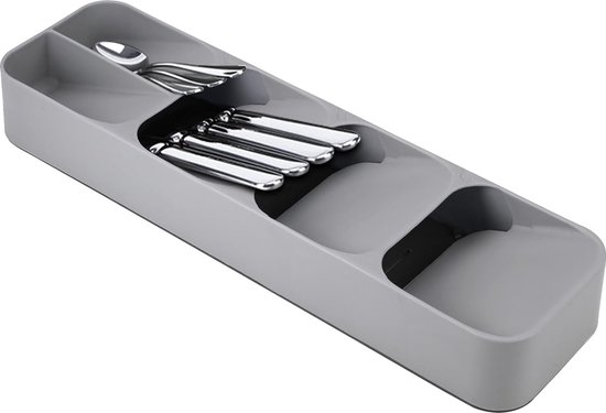 Organisateur Tiroir Cuisine Extensible - Range-Couverts Réglable 33-56cm Noir Organiseur Couteaux Fourchettes