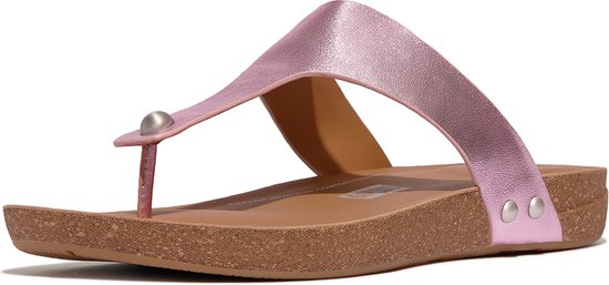 FitFlop Iqushion Metallic-Leather Toe-Post Sandals PAARS - Maat 36