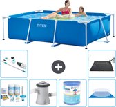 Intex Rechthoekig Frame Zwembad - 220 x 150 x 60 cm - Blauw - Inclusief Onderhoudspakket - Zwembadfilterpomp - Filter - Grondzeil - Stofzuiger - Solar Mat