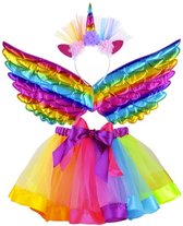 Unicorn jurk - regenboog vleugels - Eenhoorn - Verkleedjurk - one size - Unicorn Haarband -