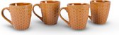 Betoverende Blauwe Aardewerken Koffiekopjes Set - Set van 4 - 200ml Capaciteit - Bijenraat Patroon - Keramisch - Geschikt voor Koffie, Thee en Meer - Ideaal voor Gezellige Samenkomsten