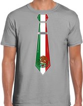 Bellatio Decorations Verkleed shirt voor heren - stropdas Mexico - grijs - supporter - themafeest XXL