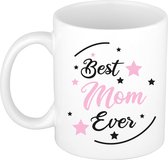 Bellatio Decorations Cadeau koffie/thee mok voor mama - roze - de beste - 300 ml - Moederdag