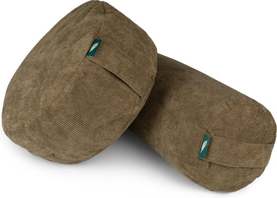 MindBaas - Meditatiekussen - Eco - Rib - Donkergroen - Dubbel Gestikt - 15 x 33 cm (hoogte x diameter) - Yoga kussen - Yogakussen van Merkloos — afbeelding 3