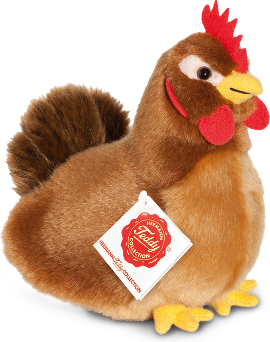 Hermann Teddy Knuffeldier Kip - pluche stof - premium kwaliteit knuffels - lichtbruin - 16 cm