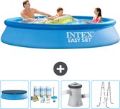Intex Rond Opblaasbaar Easy Set Zwembad - 305 x 61 cm - Blauw - Inclusief Afdekzeil - Onderhoudspakket - Zwembadfilterpomp - Ladder