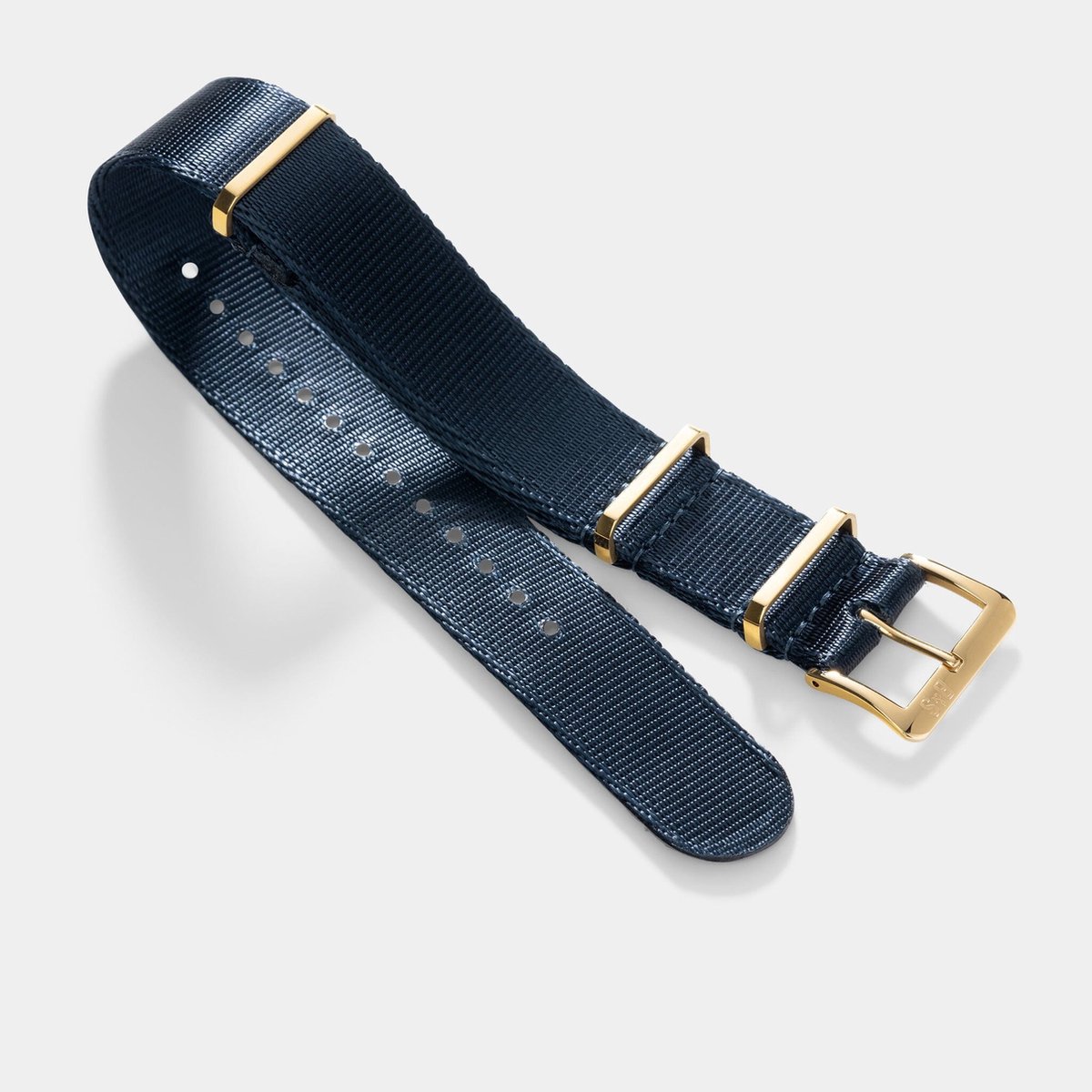 BS Nylon Horlogeband Luxury - Deluxe Nato Navy Blue Goud - 20mm