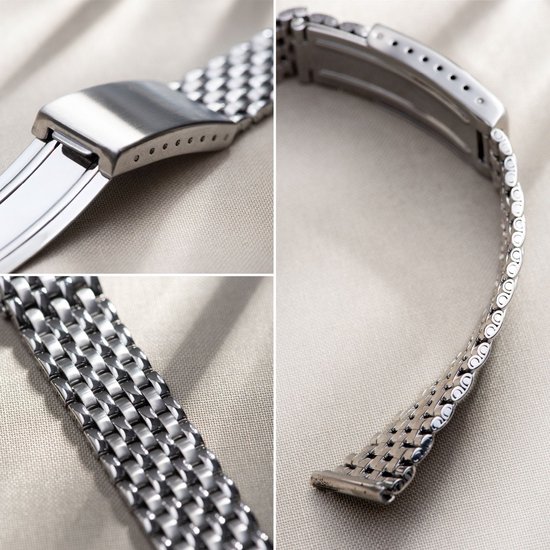 Bracelet De Montre Vintage En Acier Inoxydable - Maillons, Largeur D'extrémité 18 Mm - Occasion