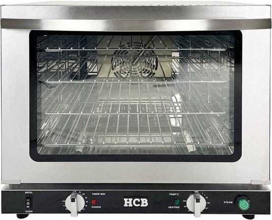 Foto: Hcb professionele horeca heteluchtoven met vochtinjectie 66 liter 230v rvs inox hetelucht oven vrijstaand 58x50 6x50 7 cm bxdxh 29 kg 9149